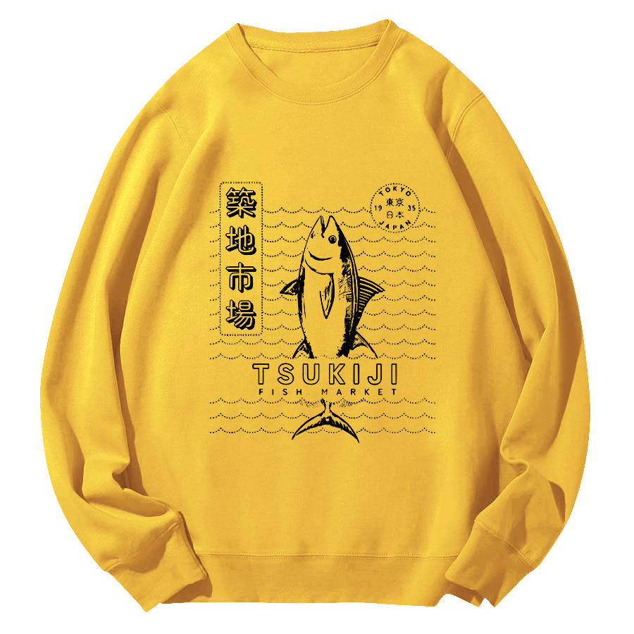 Tuna at Tsukiji Market in Tokyo, Japan Round Neck Sweatshirt-Zazasy