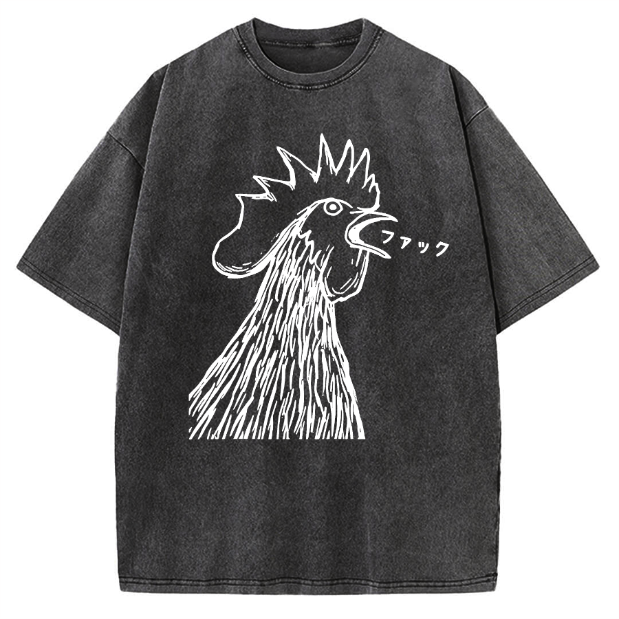 Tokyo-Assassin Funny Dirty Talking Chicken Vintage Washed T-shirt