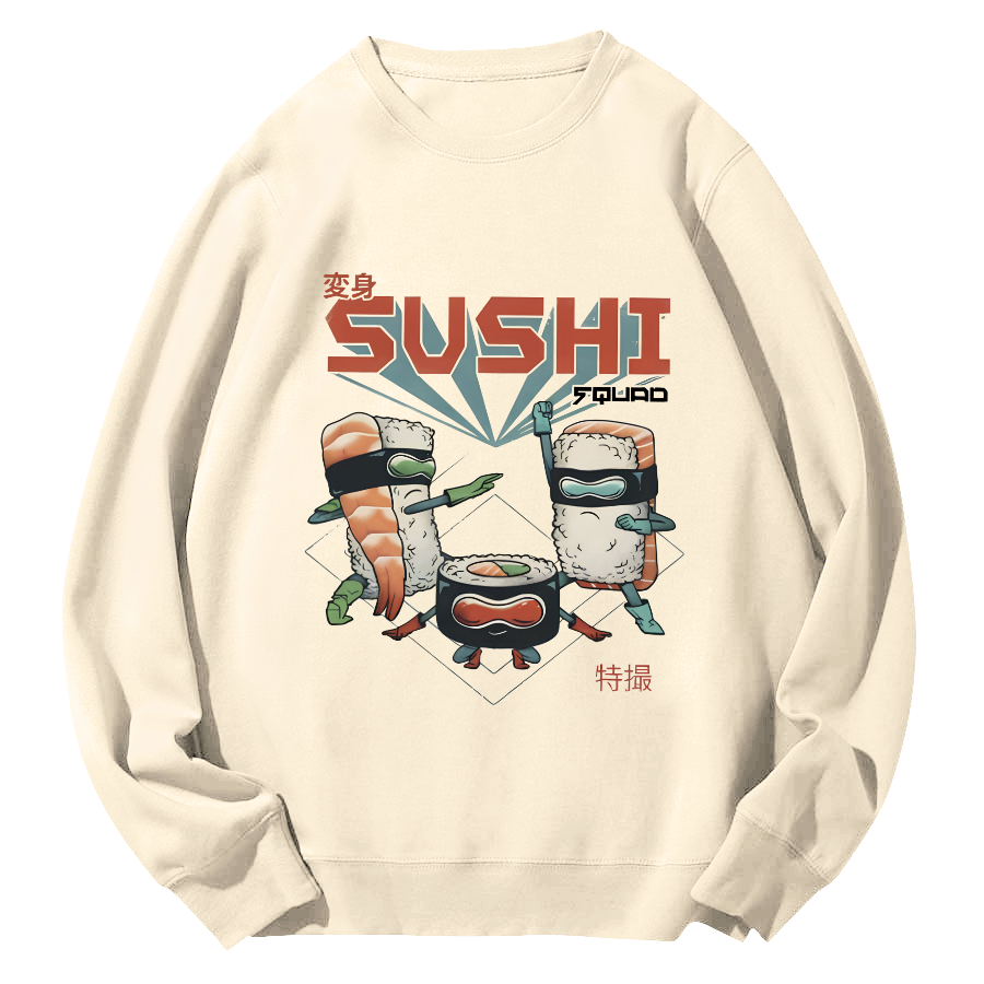 Tokyo Sushi Round Neck Sweatshirt-Zazasy