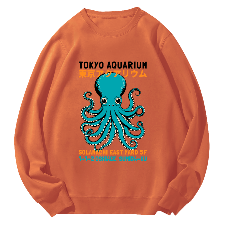 Tokyo Octopus Round Neck Sweatshirt-Zazasy