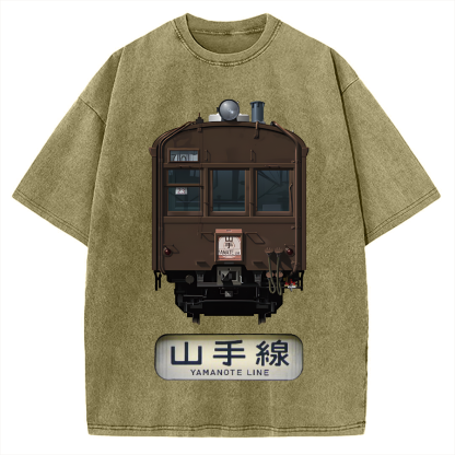 Japan Yamanote Line Train Retro Vintage Washed T-shirt