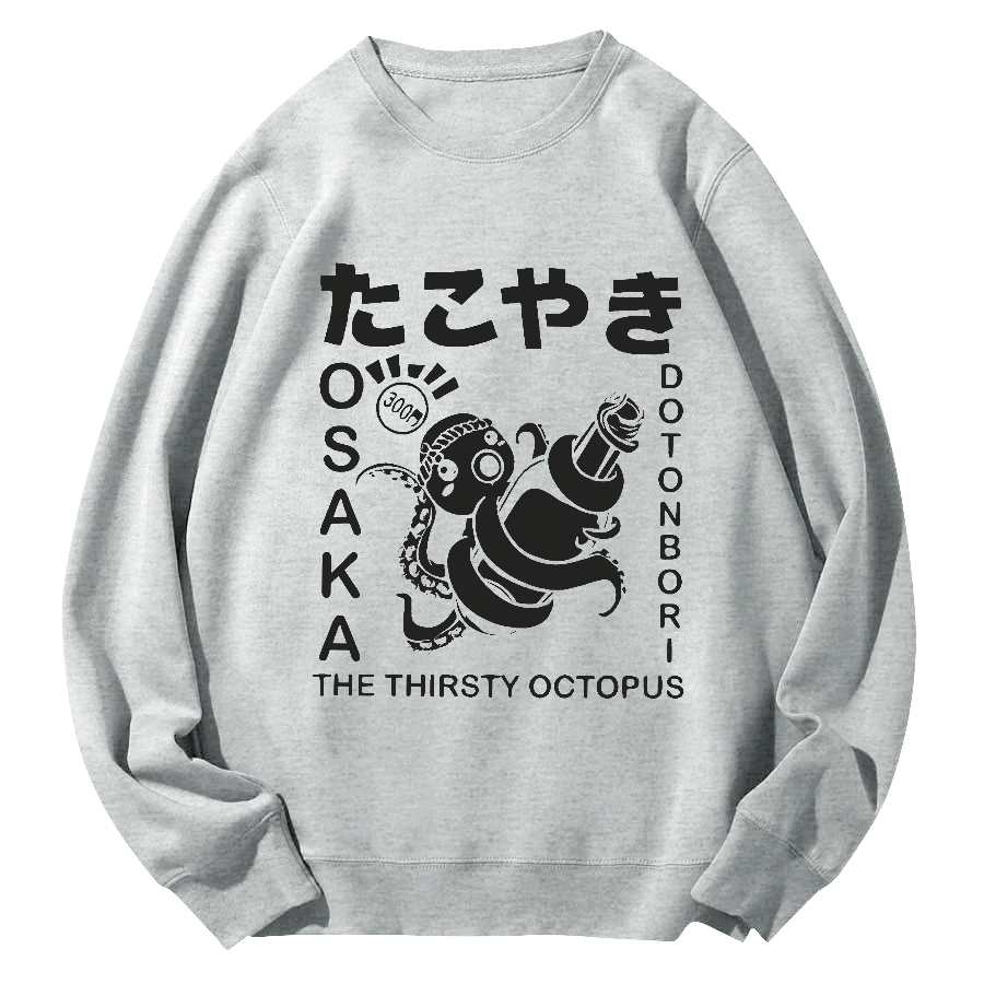The Thirsty Octopus Round Neck Sweatshirt-Zazasy