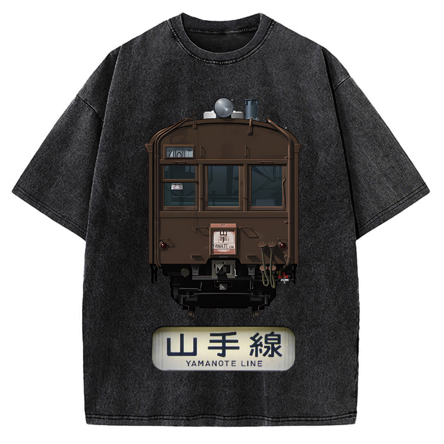 Japan Yamanote Line Train Retro Vintage Washed T-shirt