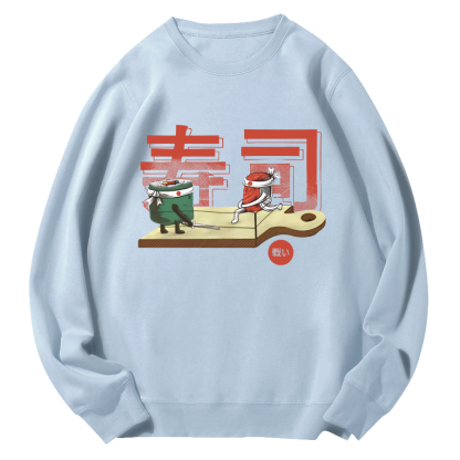 Japanese Sushi Round Neck Sweatshirt-Zazasy