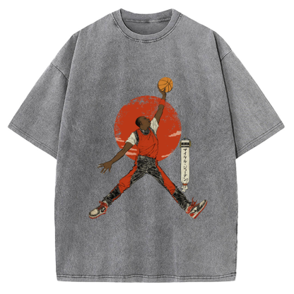 Ukiyo-e Style Basketball Player Michael Vintage Washed T-shirt