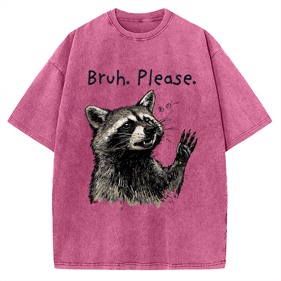 Bruh Please Funny Raccoon Vintage Washed T-shirt