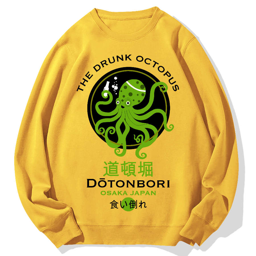 Dotonbori Octopus(Green) Geek Cotton Sweatshirt