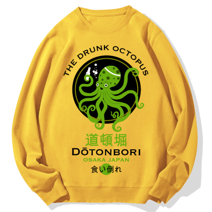 Dotonbori Octopus(Green) Geek Cotton Sweatshirt