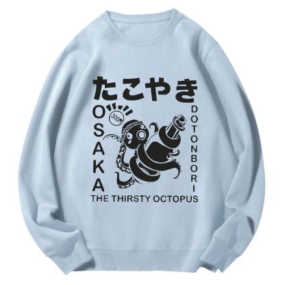 The Thirsty Octopus Round Neck Sweatshirt-Zazasy
