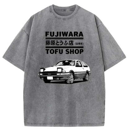 Tokyo-Assassin Fujiwara Tofu Shop Japan Washed T-Shirt-Tokyo Assassin