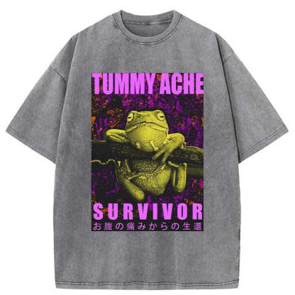 Tokyo-Assassin A Frog With Stomachache Washed T-Shirt-Tokyo Assassin