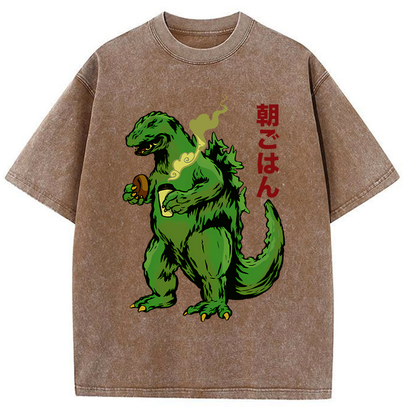 Tokyo-Assassin Monsters Eating Breakfast Washed T-Shirt-Tokyo Assassin