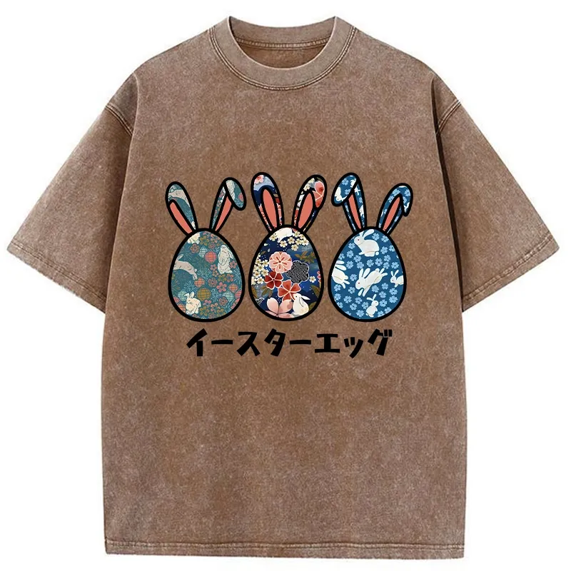 Tokyo-Assassin Cute Easter Egg Washed T-Shirt-Tokyo-Assassin