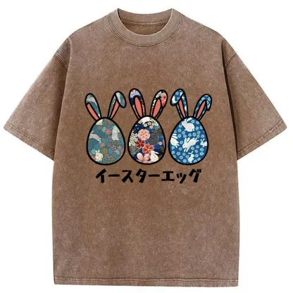 Tokyo-Assassin Cute Easter Egg Washed T-Shirt-Tokyo-Assassin