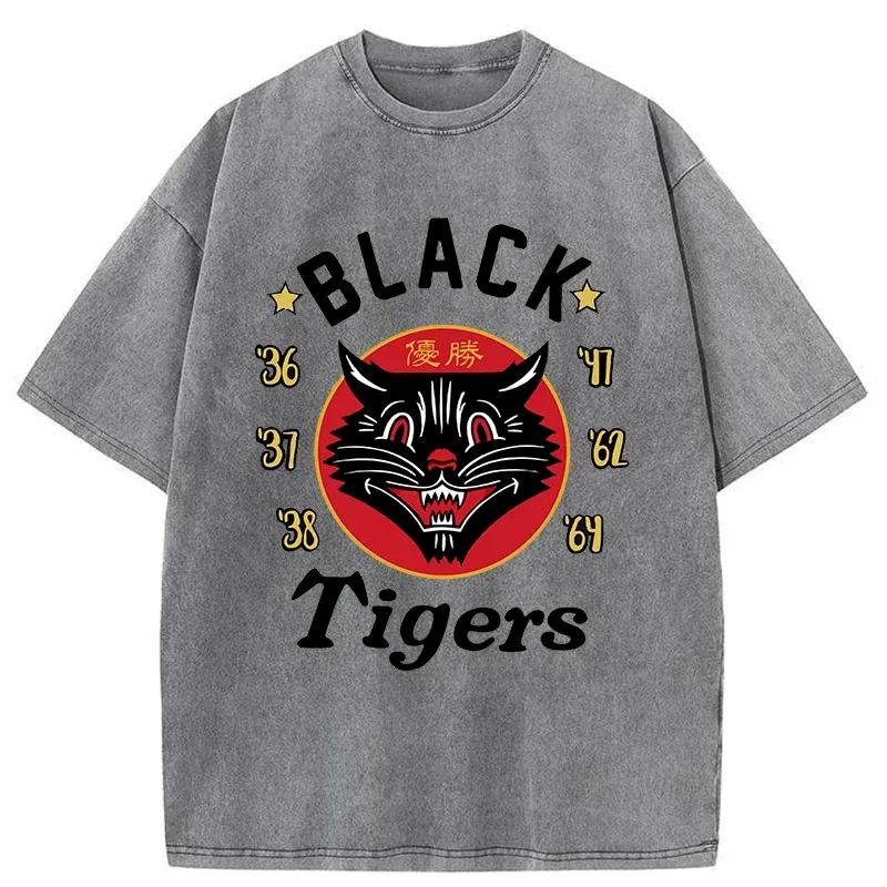 Tokyo-Assassin Japanese Black Tigers Washed T-Shirt-Tokyo-Assassin