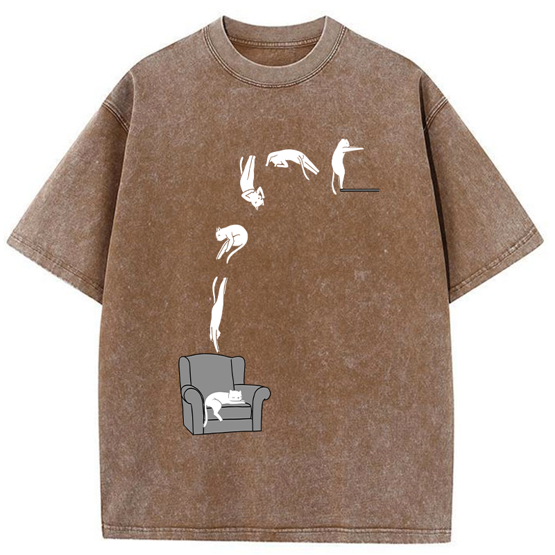 Tokyo-Assassin Diving Details Cat Washed T-Shirt-Tokyo-Assassin