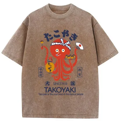 Tokyo-Assassin Delicious Takoyaki Washed T-Shirt-Tokyo Assassin
