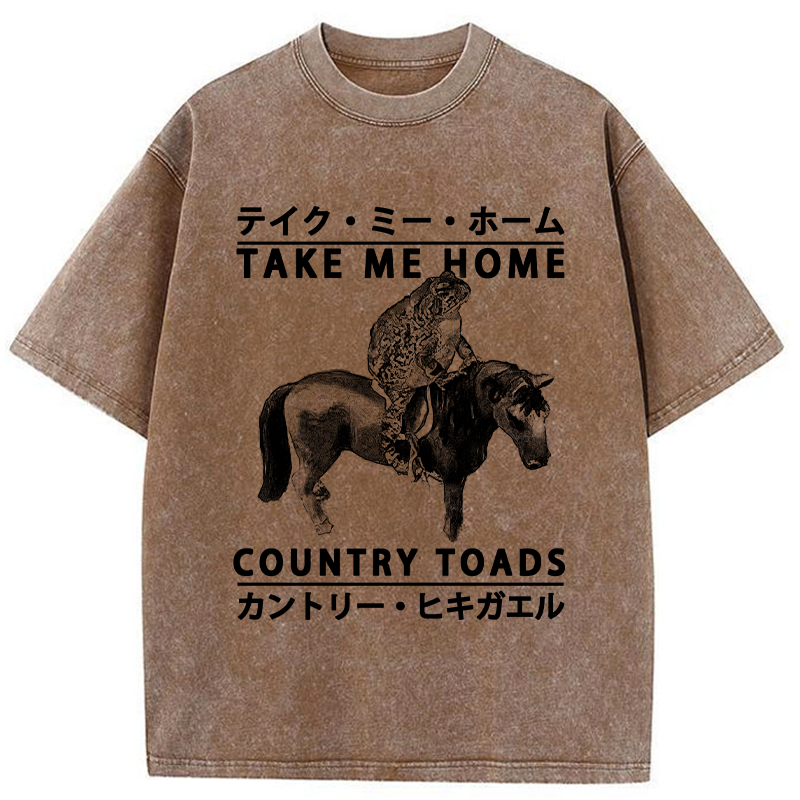 Tokyo-Assassin Funny Toad Ride Horse Washed T-Shirt-Tokyo-Assassin
