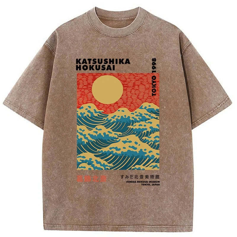 Tokyo-Assassin Katsushika Hokusai Washed T-Shirt-Tokyo-Assassin