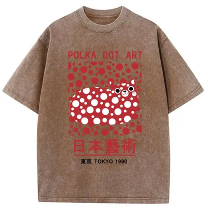 Tokyo-Assassin Japanese Polka Dot Art Washed T-Shirt-Tokyo-Assassin