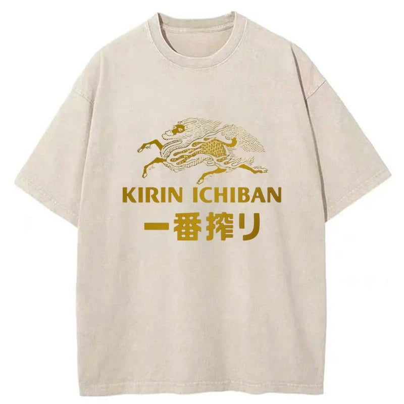 Tokyo-Assassin Japanese Beer Art Print Washed T-Shirt-Tokyo-Assassin