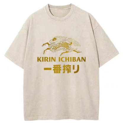 Tokyo-Assassin Japanese Beer Art Print Washed T-Shirt-Tokyo-Assassin