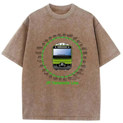 Tokyo-Assassin JR Yamanote Line Train Washed T-Shirt-Tokyo Assassin
