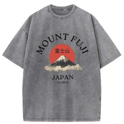 Tokyo-Assassin Japan Mount Fuji Sun Unisex Washed T-Shirt-Tokyo-Assassin