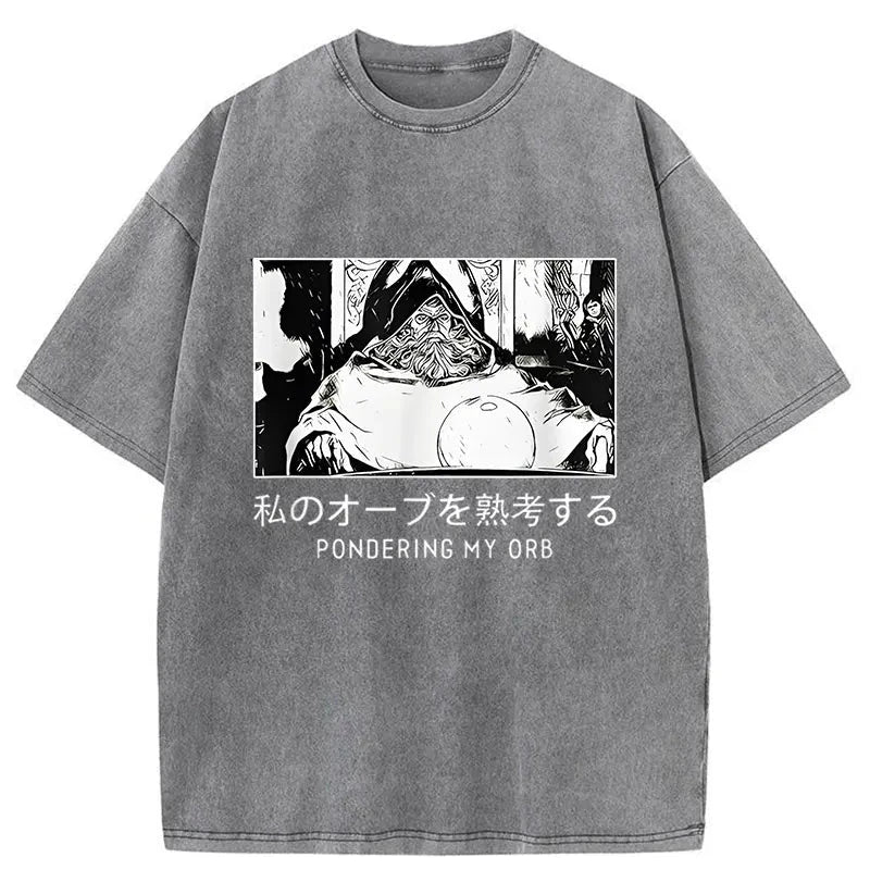 Tokyo-Assassin A Wizard Thinking Japanese Washed T-Shirt-Tokyo-Assassin