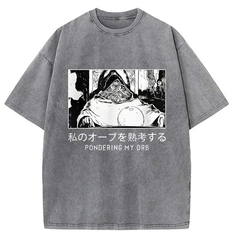 Tokyo-Assassin A Wizard Thinking Japanese Washed T-Shirt-Tokyo-Assassin