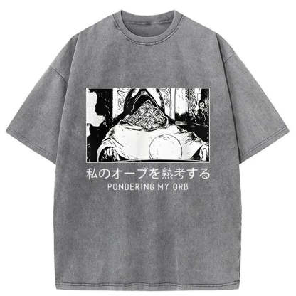 Tokyo-Assassin A Wizard Thinking Japanese Washed T-Shirt-Tokyo-Assassin