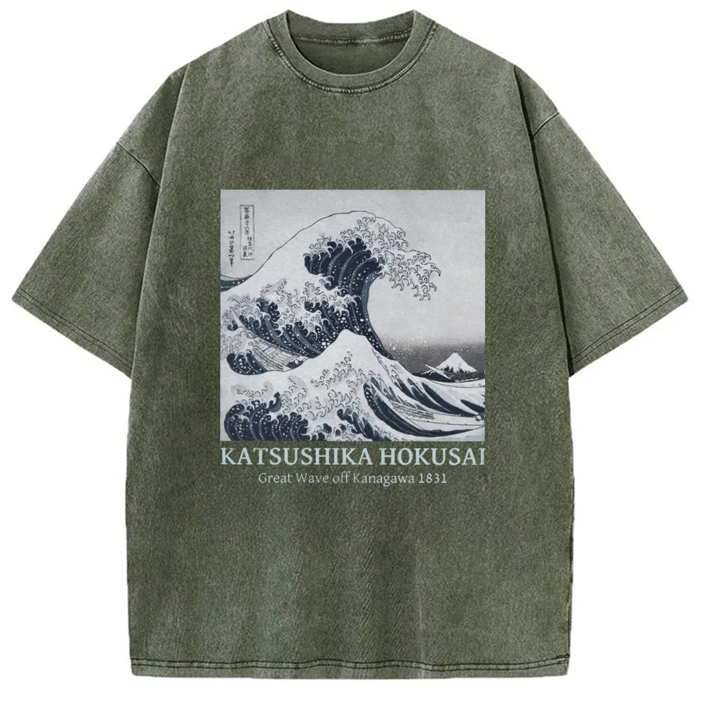 Tokyo-Assassin Japanese Great Wave Washed T-Shirt-Tokyo-Assassin