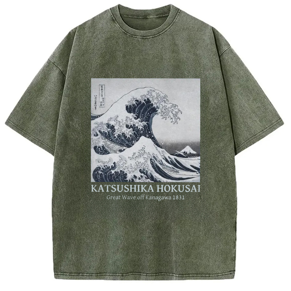 Tokyo-Assassin Japanese Great Wave Washed T-Shirt-Tokyo-Assassin