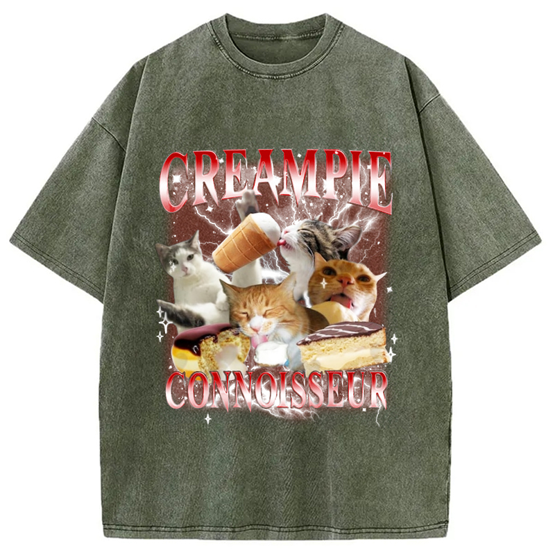 Tokyo-Assassin Funny Creampie Connoisseur Meme Washed T-Shirt-Tokyo-Assassin