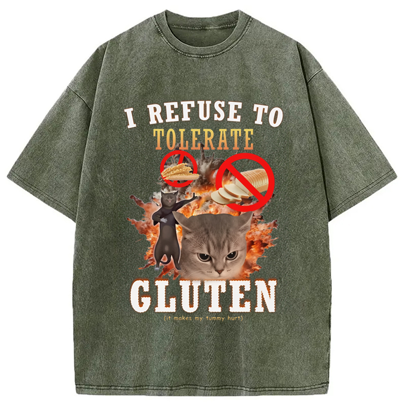 Tokyo-Assassin I Refuse to Tolerate Gluten Washed T-Shirt-Tokyo-Assassin