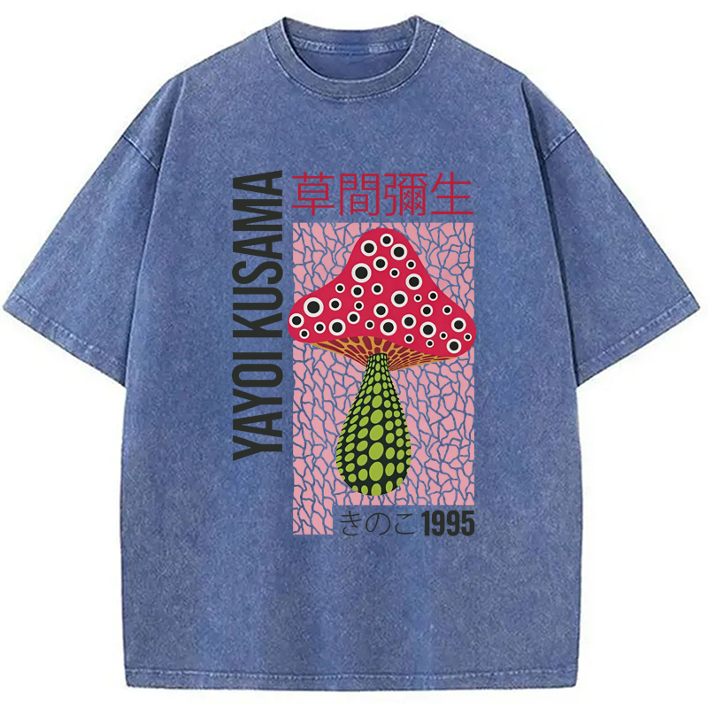 Tokyo-Assassin Artistic Creation Pink Mushroom Washed T-Shirt-Tokyo-Assassin