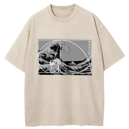 Tokyo-Assassin Golden Ratio Wave Washed T-Shirt-Tokyo-Assassin