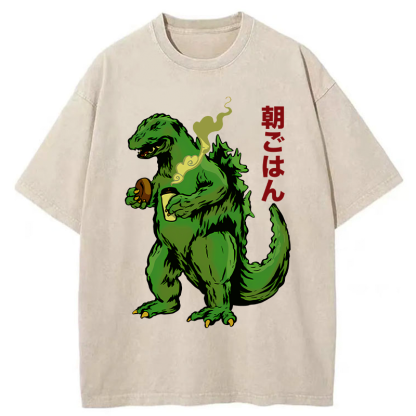 Tokyo-Assassin Monsters Eating Breakfast Washed T-Shirt-Tokyo Assassin