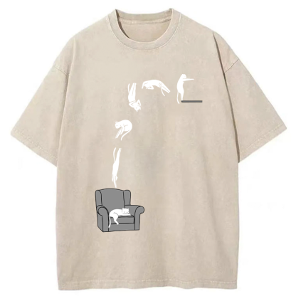 Tokyo-Assassin Diving Details Cat Washed T-Shirt-Tokyo-Assassin