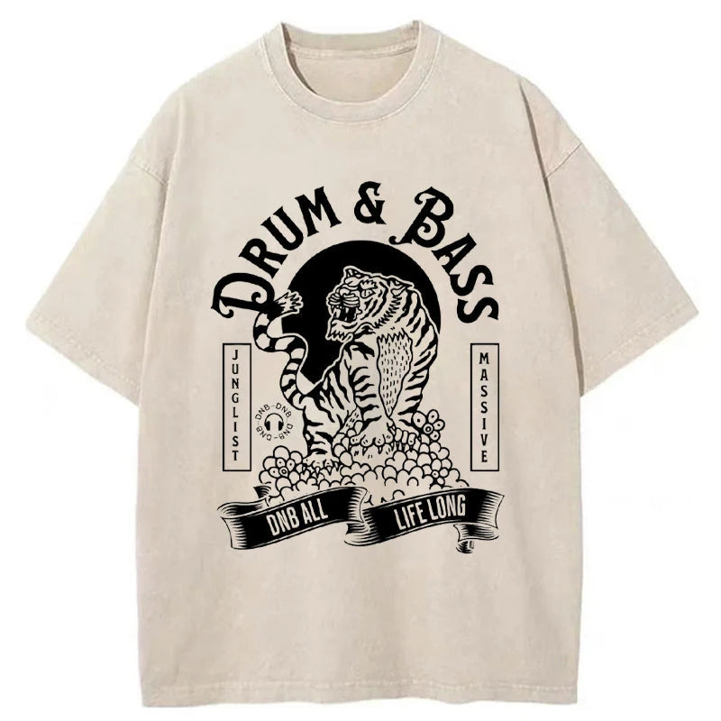 Tokyo-Assassin Drum & Bass Tiger Washed T-Shirt-Tokyo-Assassin