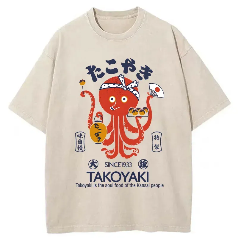 Tokyo-Assassin Delicious Takoyaki Washed T-Shirt-Tokyo Assassin