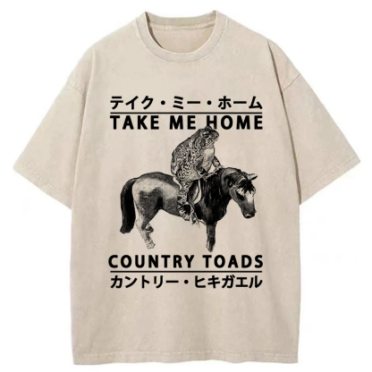 Tokyo-Assassin Funny Toad Ride Horse Washed T-Shirt-Tokyo-Assassin