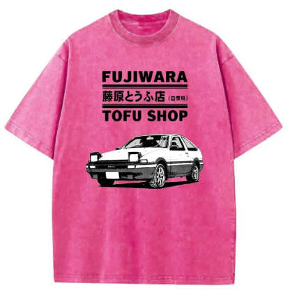 Tokyo-Assassin Fujiwara Tofu Shop Japan Washed T-Shirt-Tokyo Assassin