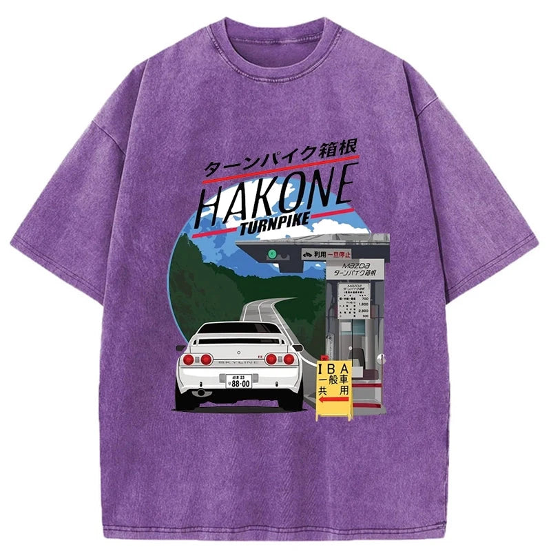 Tokyo-Assassin Hakone Nissan Skyline R32 JDM Washed T-Shirt-Tokyo-Assassin