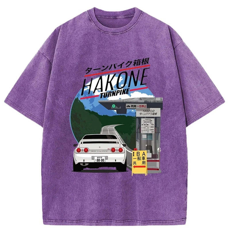 Tokyo-Assassin Hakone Nissan Skyline R32 JDM Washed T-Shirt-Tokyo-Assassin
