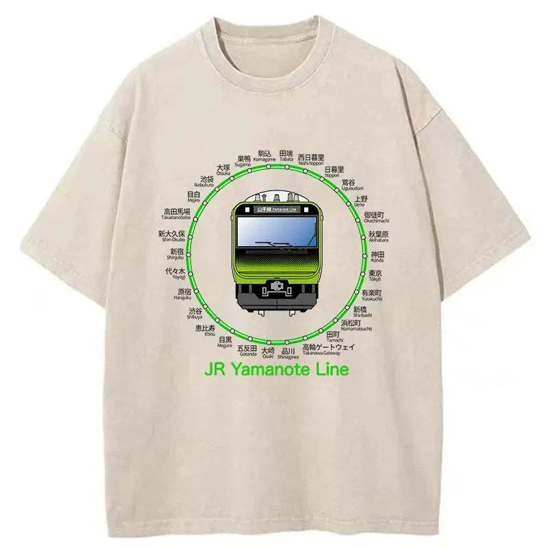 Tokyo-Assassin JR Yamanote Line Train Washed T-Shirt-Tokyo Assassin