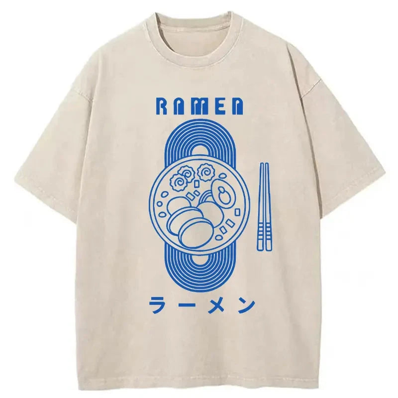Tokyo-Assassin A Bowl Of Ramen Washed T-Shirt-Tokyo-Assassin