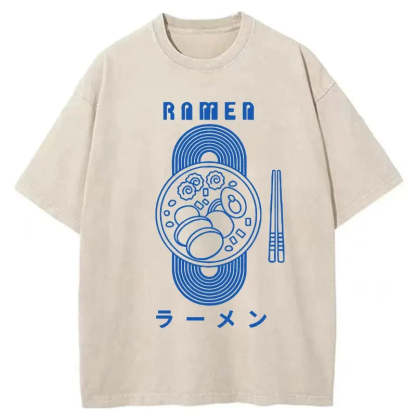Tokyo-Assassin A Bowl Of Ramen Washed T-Shirt-Tokyo-Assassin
