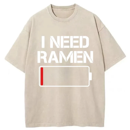 Tokyo-Assassin I Need Ramen Washed T-Shirt-Tokyo Assassin