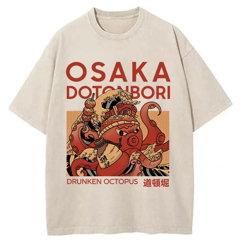 Tokyo-Assassin Osaka Octopus Monster Washed T-Shirt-Tokyo-Assassin